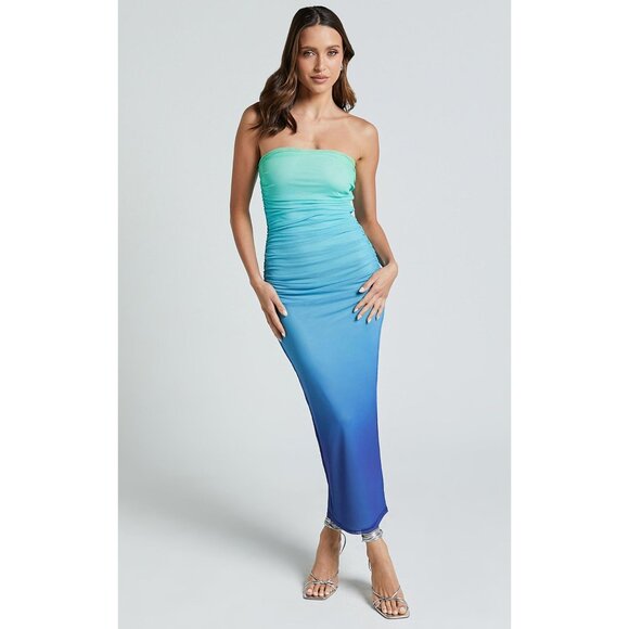 Runaway The Label Kendall Dress in Aqua Ombre XSmall New Womens Midi - Picture 9 of 16
